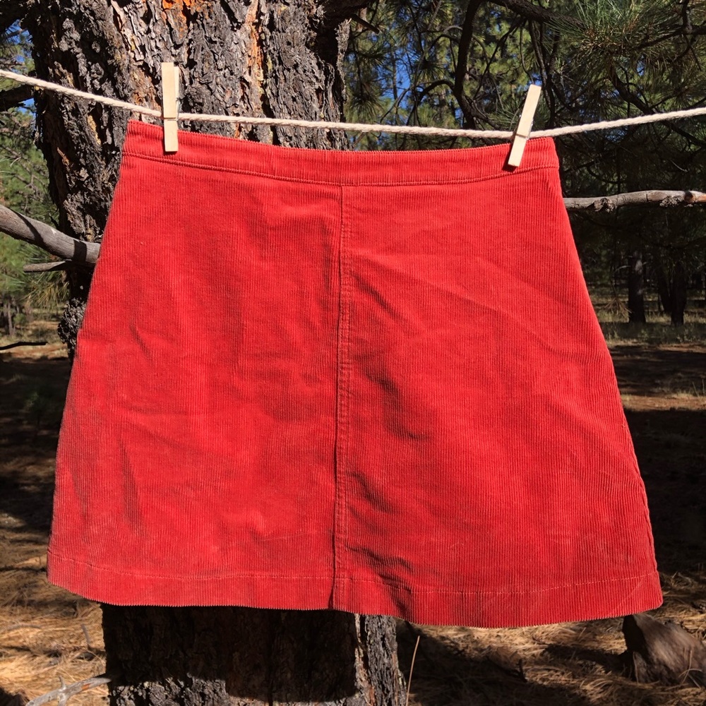 Coral Corduroy Skirt